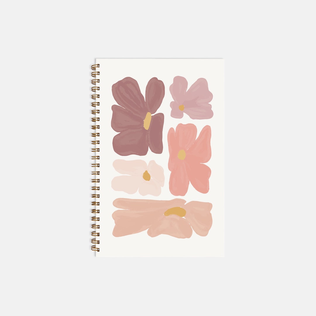 Spiral Notebook Floral Journal Dotted Lined Blank Notebook - Etsy