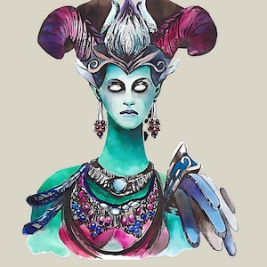 Dota 2 Death Prophet Artwork | Watercolor Painting Illustration | Printable Dota 2 Wall Art | Dota 2 Death Prophet Player Gift Idea
