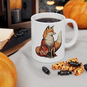 Fox &#39;Kitsune&#39; Ukiyoe style illustration mug | Traditional Japanese Fine Art | Japanese Red Fox | Exquisite Japanese Artistry