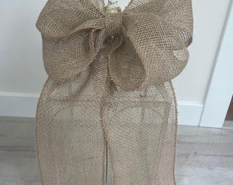 Natural Burlap Bow, Burlap Wreath Bow For Front Door, Neutral Farmhouse Bow, Year Round Wreath Bow, Rustic Natural Bow, Burlap Farmhouse Bow