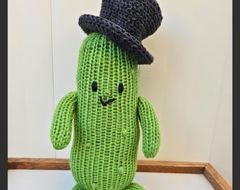 Giant Pickle Plush Knitting Pattern: Top Hat & Beret (PDF Download) - Addi/Sentro