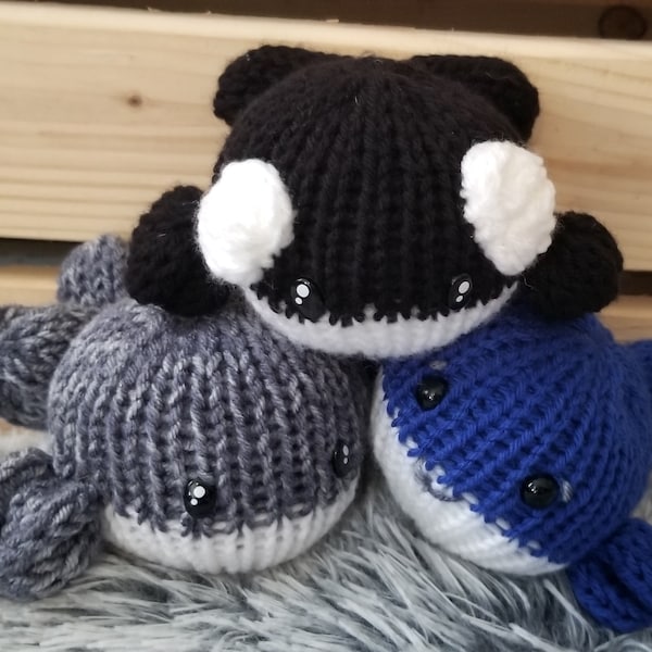 Whale Orca Plush Machine Knit Pattern - 22 pin