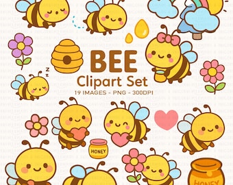 Bee Clipart | Cute Bee PNG | Bee Digital Download | Bee Illustrations 300 DPI