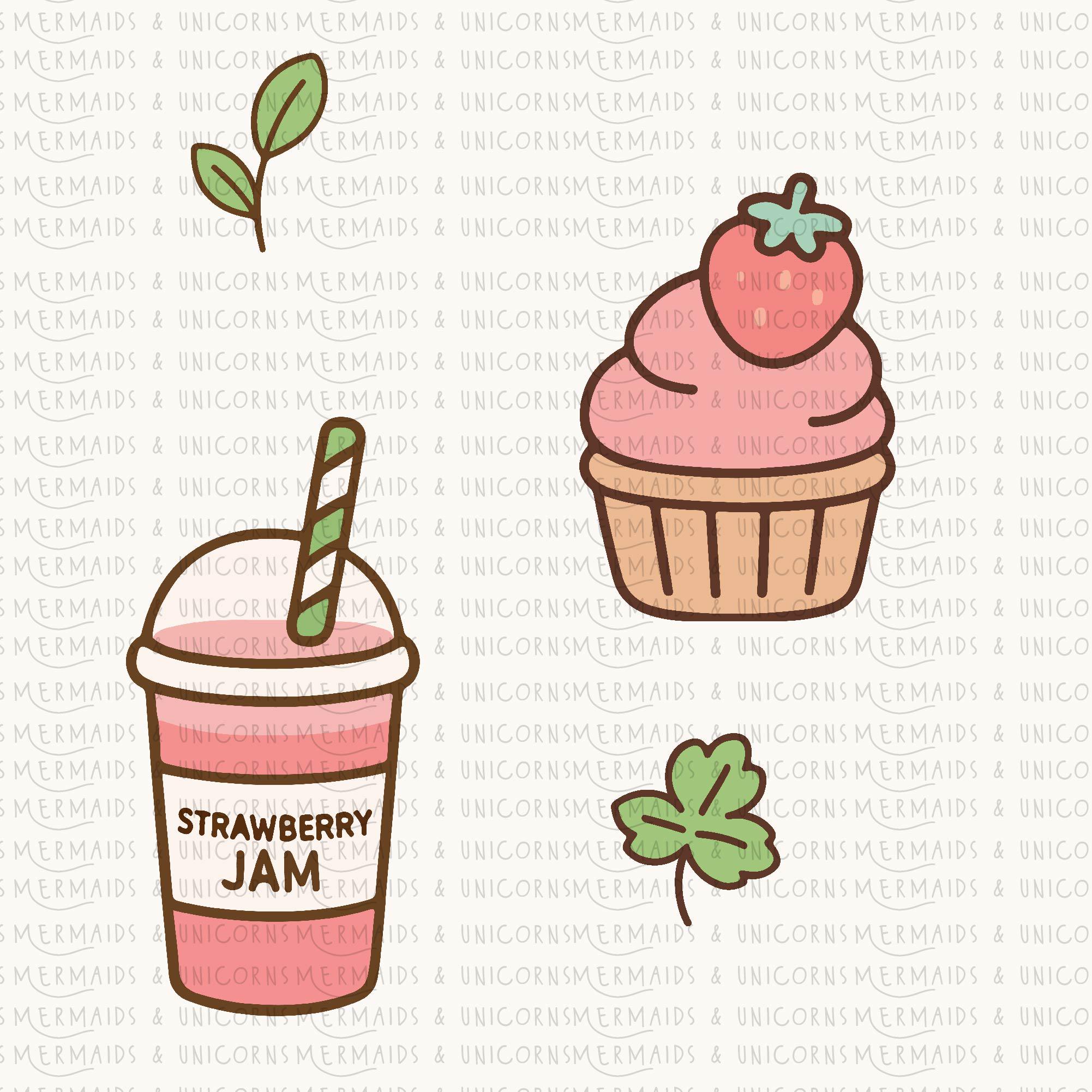 Strawberry Kawaii Clipart Set | Cute Strawberry Pastel PNG Set ...