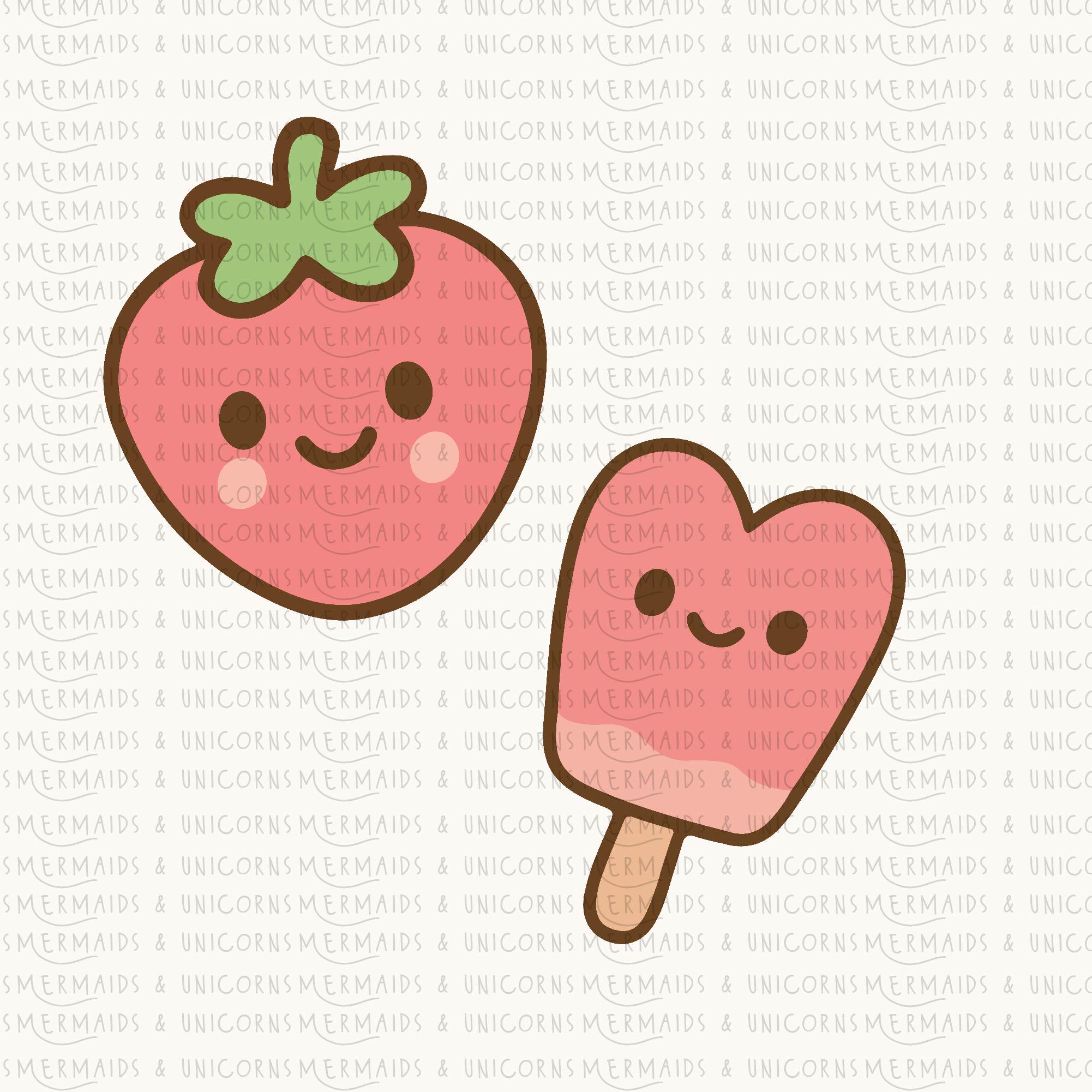 Strawberry Kawaii Clipart Set | Cute Strawberry Pastel PNG Set ...