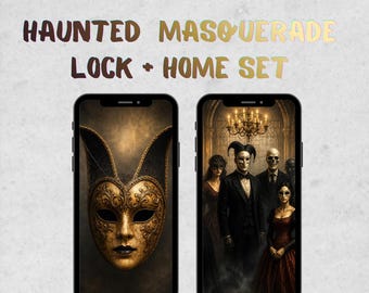Haunted Masquerade Gothic Wallpaper Pack | 2 Wallpapers | Haunted Mask und dunkle viktorianische Telefon-Hintergründe | Digitaler Download