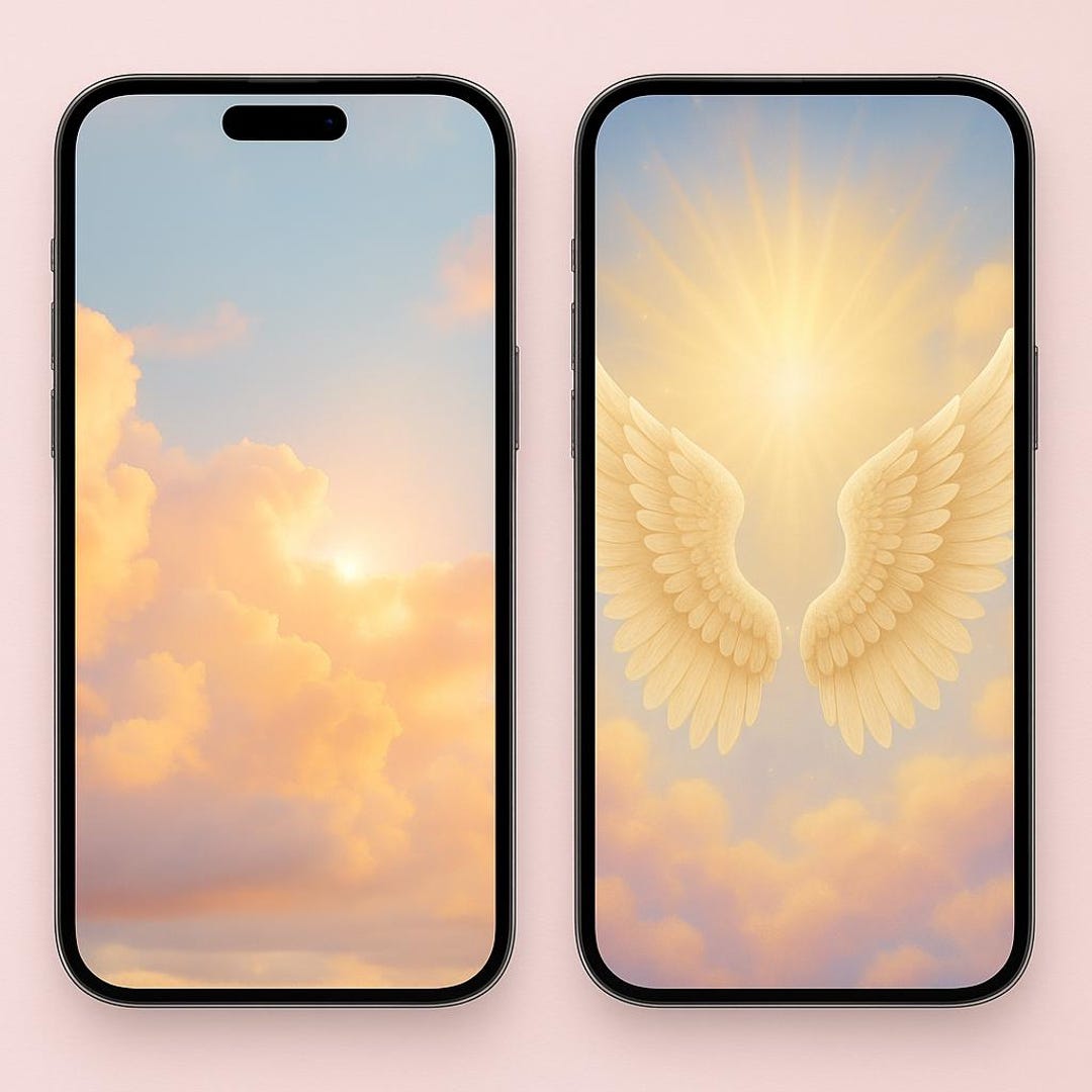 Angel Wings iPhone Wallpaper Set | Spiritual Light Pink (digital ...