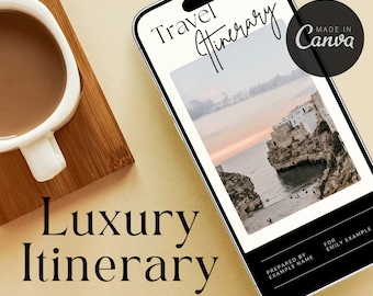 Modèle d'itinéraire de voyage de luxe : planificateur de voyage mobile (Canva)
