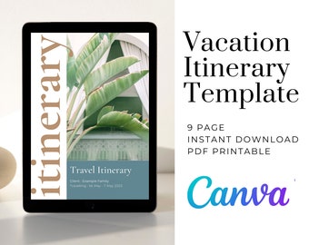 Modèle d'itinéraire de voyage : agenda de 9 pages (PDF canva)