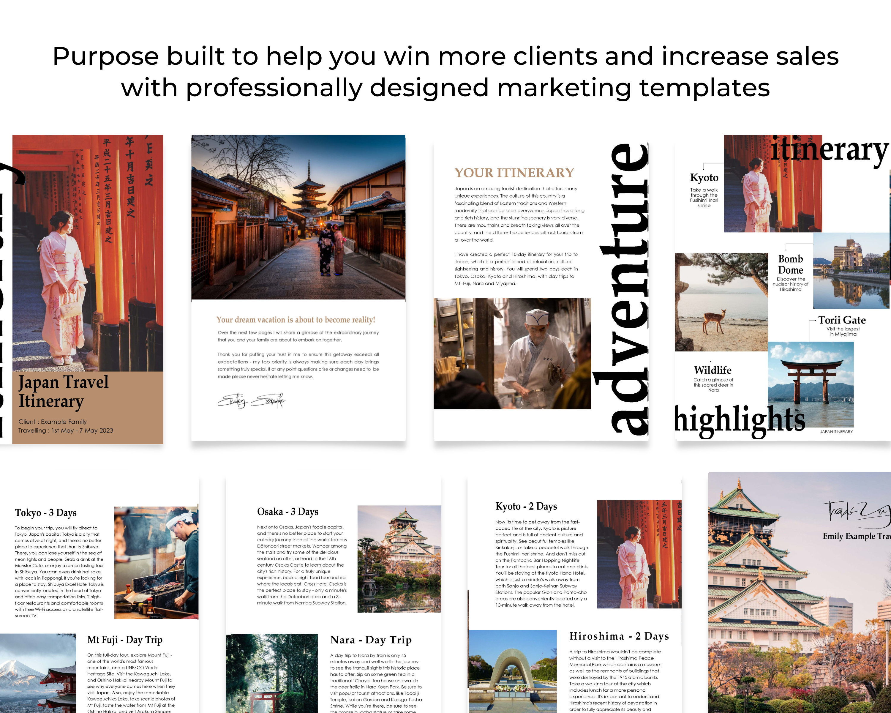 Japan Itinerary Template: 7, 10, 14 Day Travel Planner (MS Word