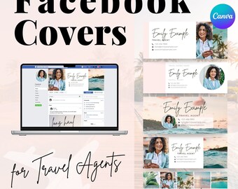 Travel Agent Facebook Cover Templates: Canva Editable (Digital Download)