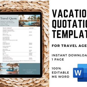Travel Agent Quote Template | Vacation Quote Template | Travel Quote Template | Travel Agent Template | Travel Agent Quote