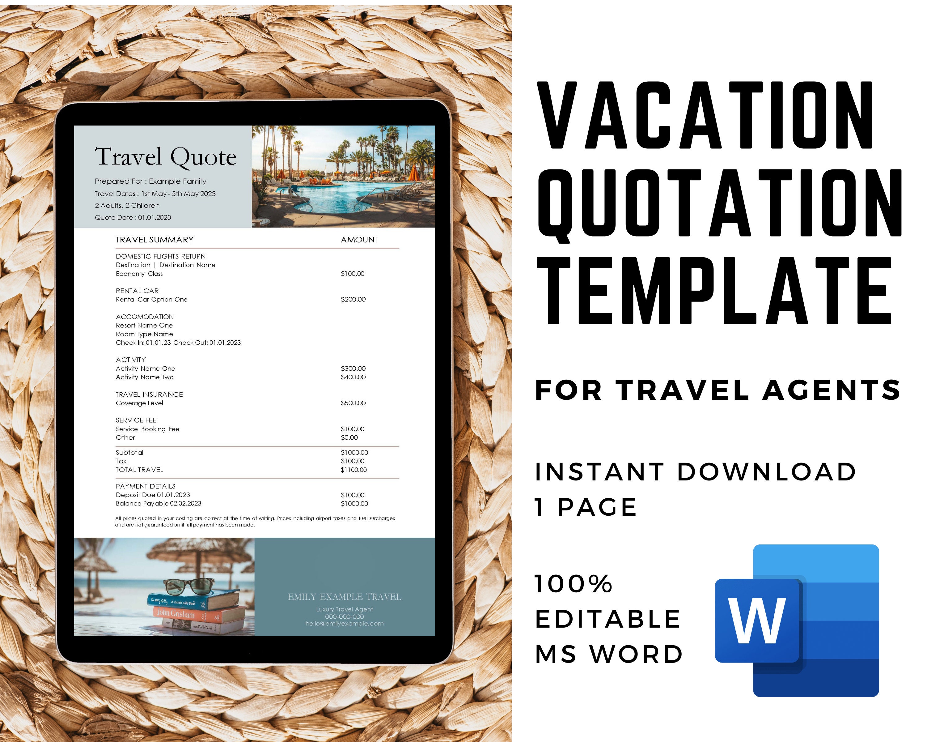 Travel Agent Quote Template Vacation Quote Template Travel Etsy Travel Agent Quote Template Vacation Quote Template Travel Etsy