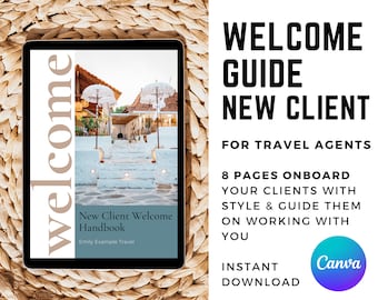 Travel Agent Welcome Guide: New Client Onboarding (Canva, 8-Page Template)