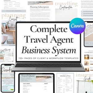 Travel Agent Bundle Canva | Travel Business Templates 135+ Pages | Client Onboarding, Itinerary, Proposal & Forms | Travel Agent Kit