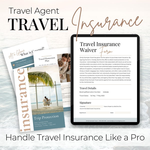 TravelAgent Template, TravelCanva, Travelagency, Travel Agent Form, Travel Marketing, Travel Insurance Waiver