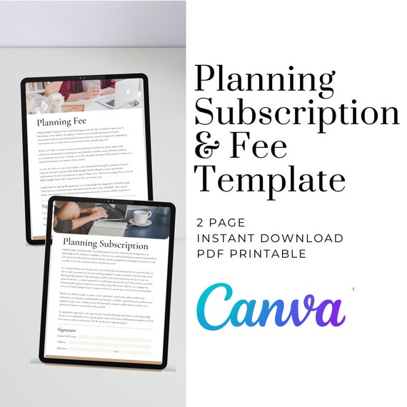 Travel Agent Planning Fee & Subscription Template (Canva, Digital Download)