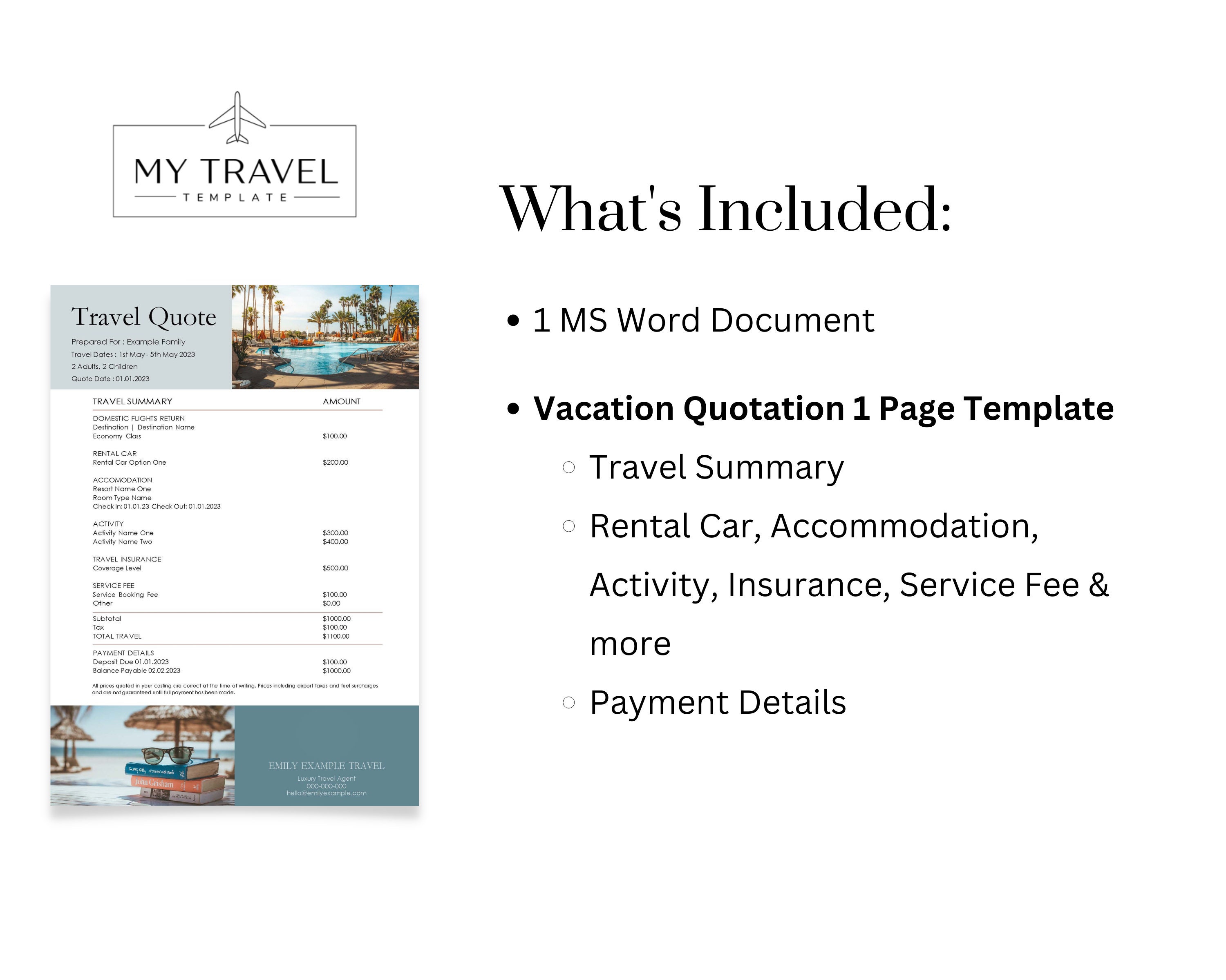 Travel Agent Quote Template Vacation Quote Template Travel Etsy Travel Agent Quote Template Vacation Quote Template Travel Etsy