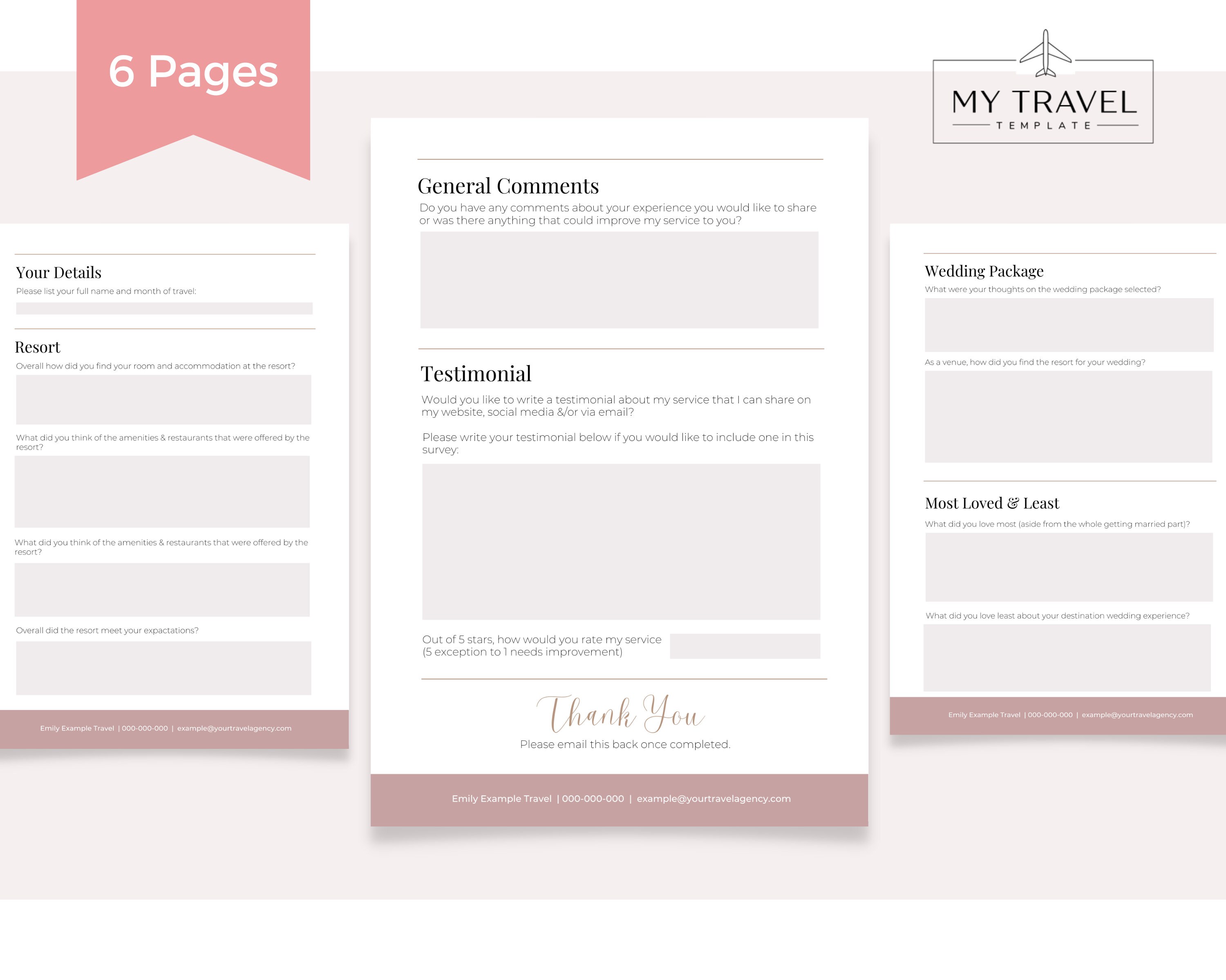 Travel Agent Questionnaire for Clients Testimonial Request Travel