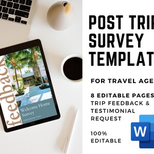 Enquêtesjabloon na reis Word | Reisadviseur Vakantie Feedback Enquête | Vragenlijst na reis Word | Enquêtesjabloon voor reisevaluatie