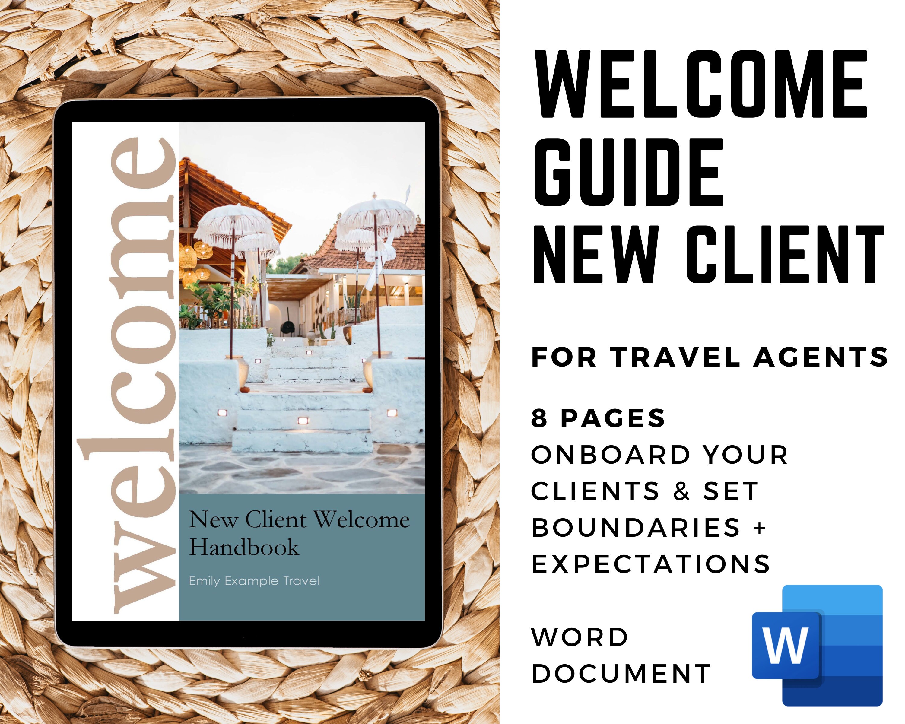 New Client Welcome Handbook Template Word Travel Agents | New Client Welcome E-Book | Travel Advisor | Trave Agent Template