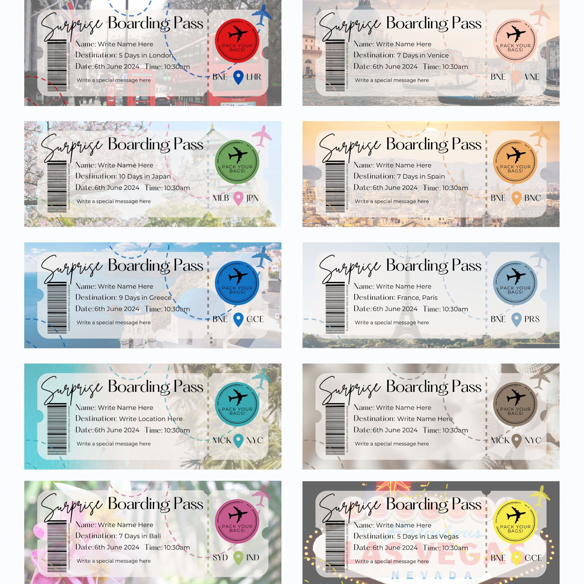 Editable Surprise Boarding Pass Template: Customizable Gift (canva) - Etsy