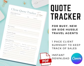 Travel Agent Client Quote Tracker Template (Canva & PDF)
