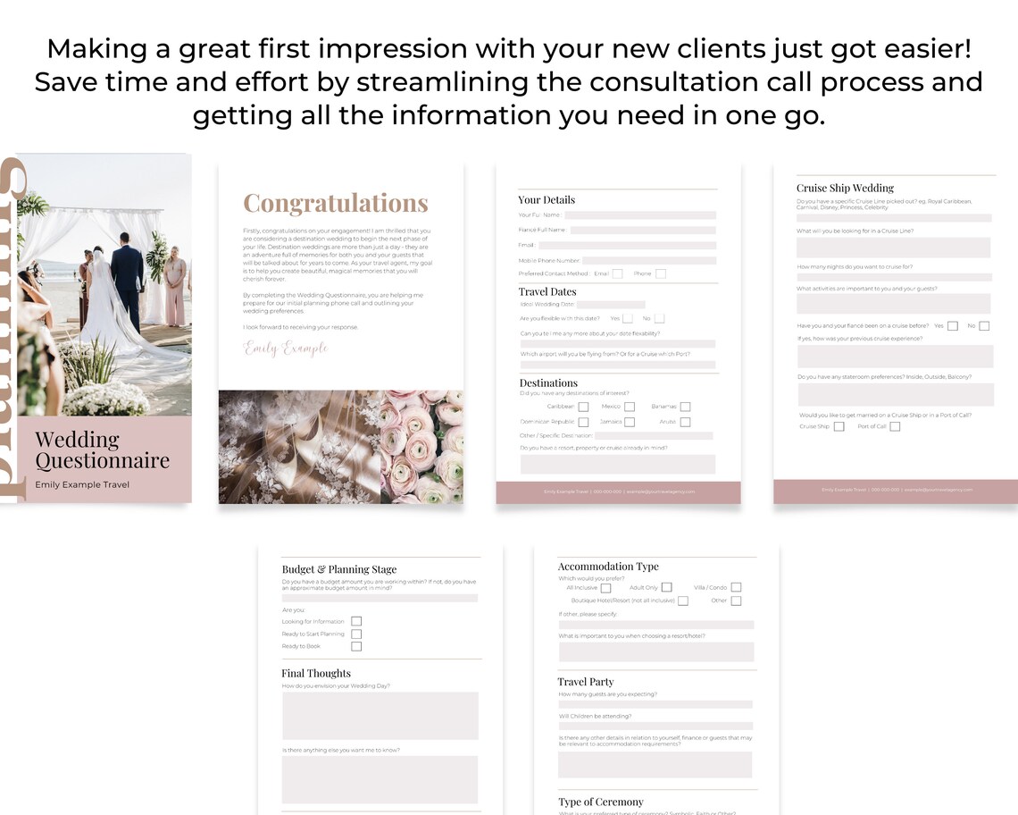Travel Agent Client Questionnaire Destination Wedding Questionnaire