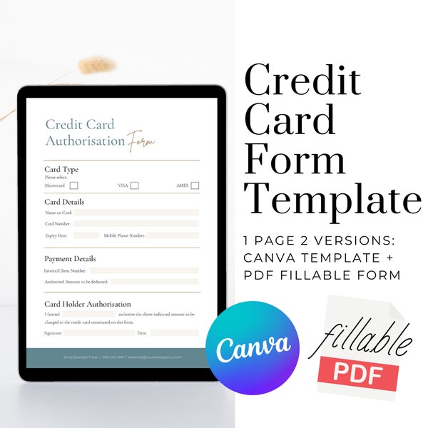 Travelagent Template, Credit Card Authorization Template, Travelagency, Credit Card Billing Authority