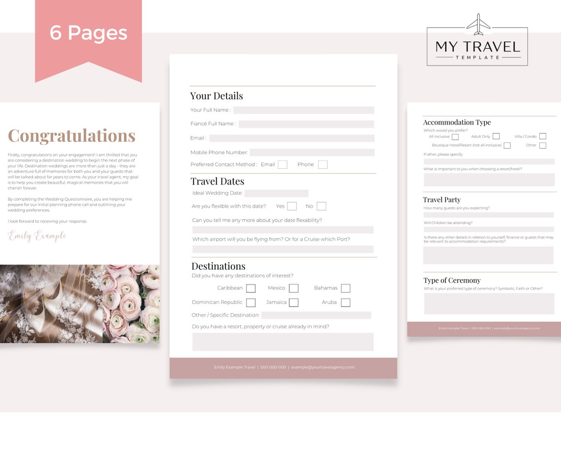 Travel Agent Client Questionnaire Destination Wedding Questionnaire