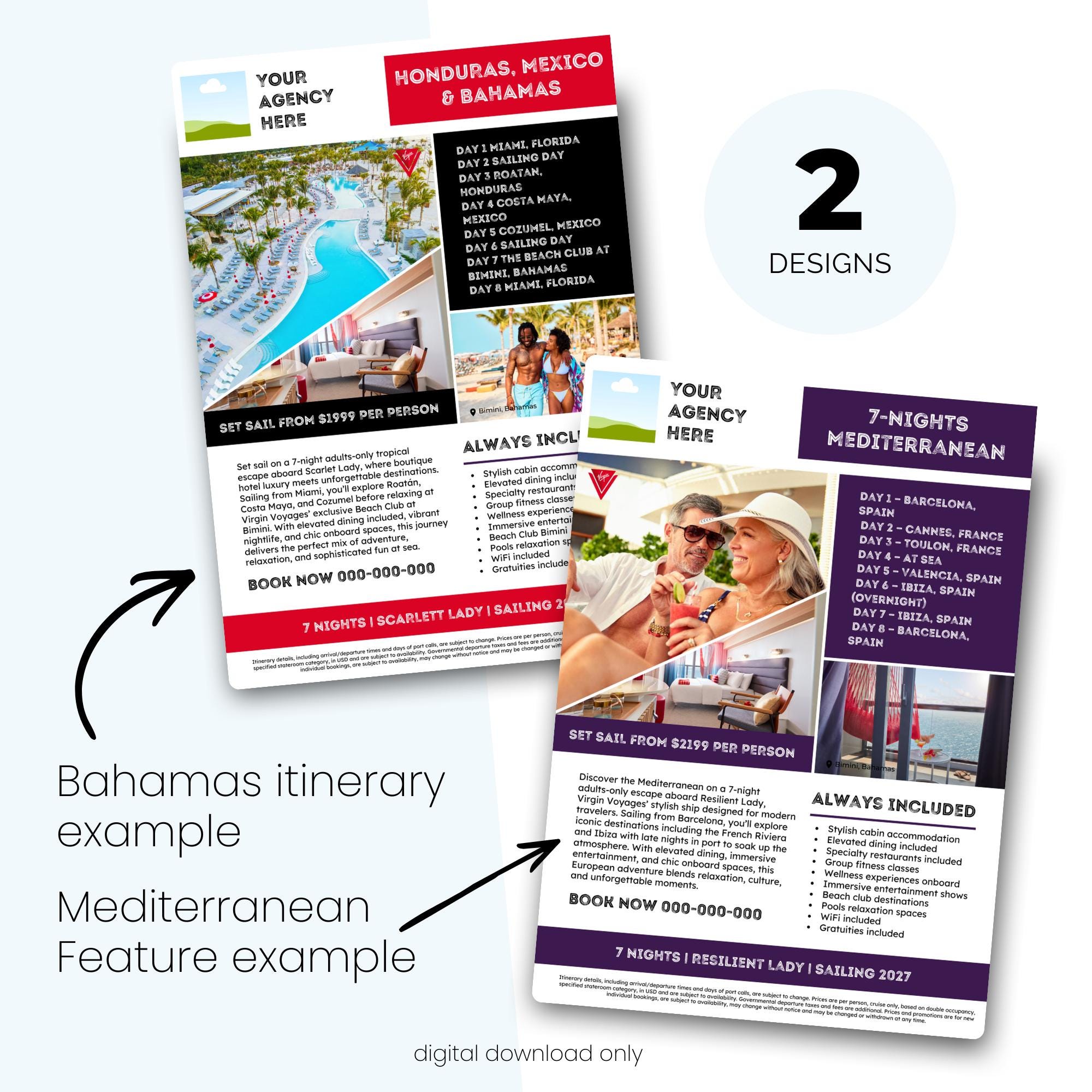 Virgin Voyages Template for Travel Agents | Cruise Pricing Flyer ...