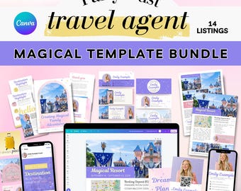 Travel Agent Bundle Canva | Travel Agent Business Templates | Client Onboarding, Marketing, Social Media | Complete Travel Agent Kit