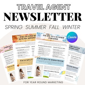 Boletim informativo por e-mail Canva, agência de viagens Canva, agência de viagens, folheto para agência de viagens, agência de viagens Canva, modelo para agência de viagens