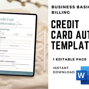 Plantilla de Word de autorización de tarjeta de crédito / Facturación de tarjeta de crédito / Admisión de tarjeta de crédito / Formulario de admisión de facturación / Autoridad de facturación / MS Word