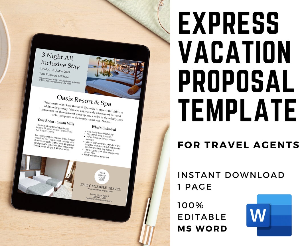 Vacation Proposal Template, Travel Agent Form, Travel Agency, Travel