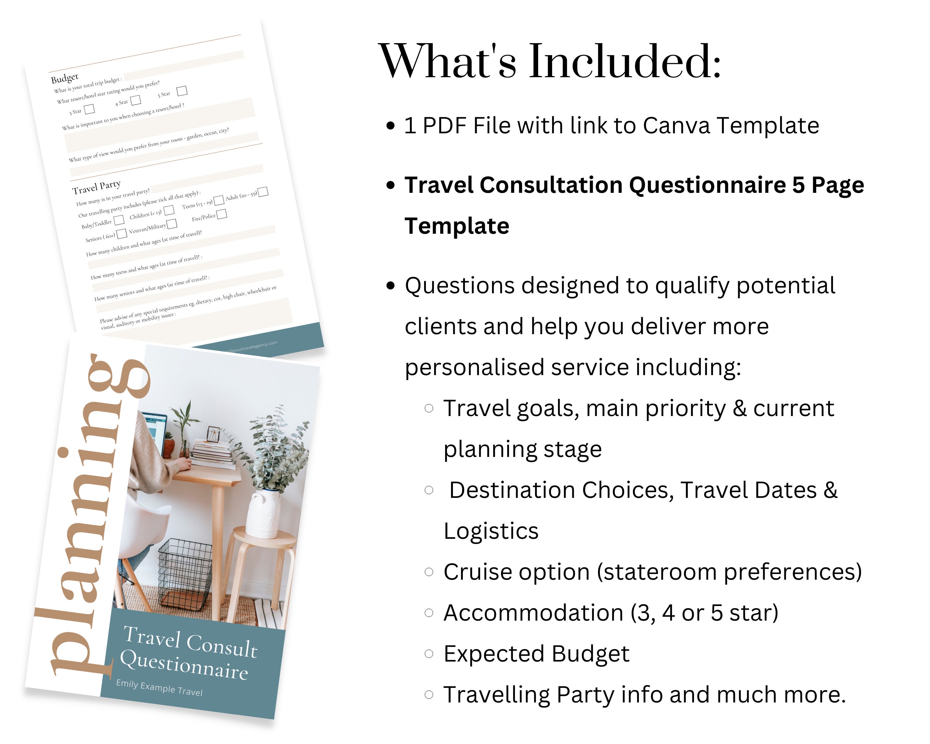 Travel Agent Client Questionnaire Vacation Consultation Etsy