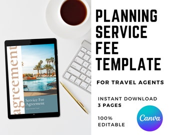 Travel Agent Fee Schedule Template | Travel Agency Rate Template | Travel Planning Service Fee | Trip Research Fee Template