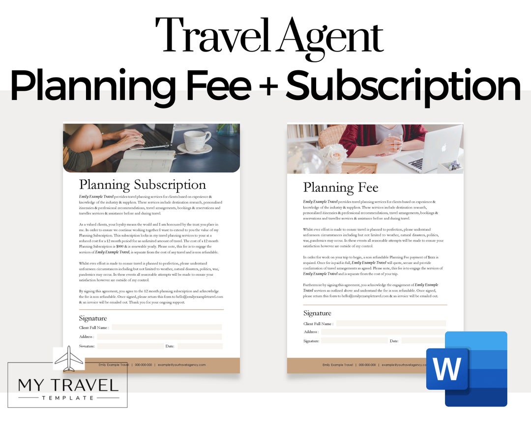 Planning Fee Template Word Travel Agent Travel Agent Fee Template Travel Agent Template Word