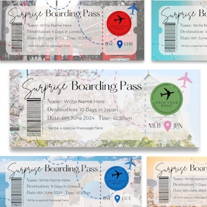 Editable Surprise Boarding Pass Template: Customizable Gift (Canva)