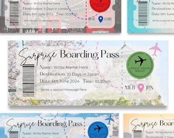 Editable Surprise Boarding Pass Template: Customizable Gift (Canva)