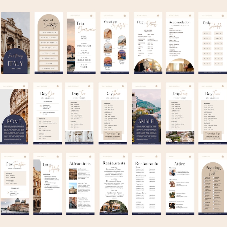 Peut inclure: Un itin&eacute;raire de voyage pour un voyage en Italie, avec une table des mati&egrave;res, des horaires quotidiens et des informations sur les attractions, les restaurants et les listes de colisage. L'itin&eacute;raire comprend des arr&ecirc;ts &agrave; Rome, Amalfi et d'autres endroits.