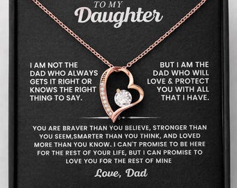 To My Daughter Necklace from Dad with Heartfelt Message,Graduation Gift for Daughter from Mom,Daughter Birthday Present , Heart Necklace