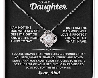 Daughter Necklace from Dad, Cubic Zirconia Knot Pendant, Graduation Birthday Gift