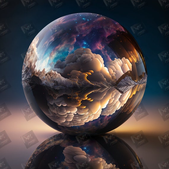 Digital Image Crystal Ball With Strange Worlds 
