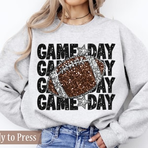 Stacked Faux Glitter Football Game Day - Ready to Press DTF Transfers - Direct to Film Transfers - DTF Print