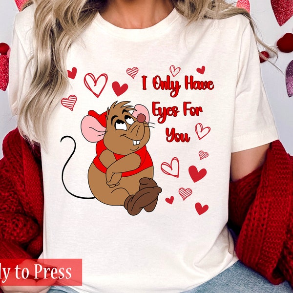 Valentine's Day Mouse I Only Have Eyes For You - Ready to Press DTF Transfers - Direct to Film Transfers - DTF Print