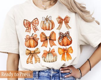 Fall Coquette Pumpkins - Ready to Press DTF Transfers - Direct to Film Transfers - DTF Print