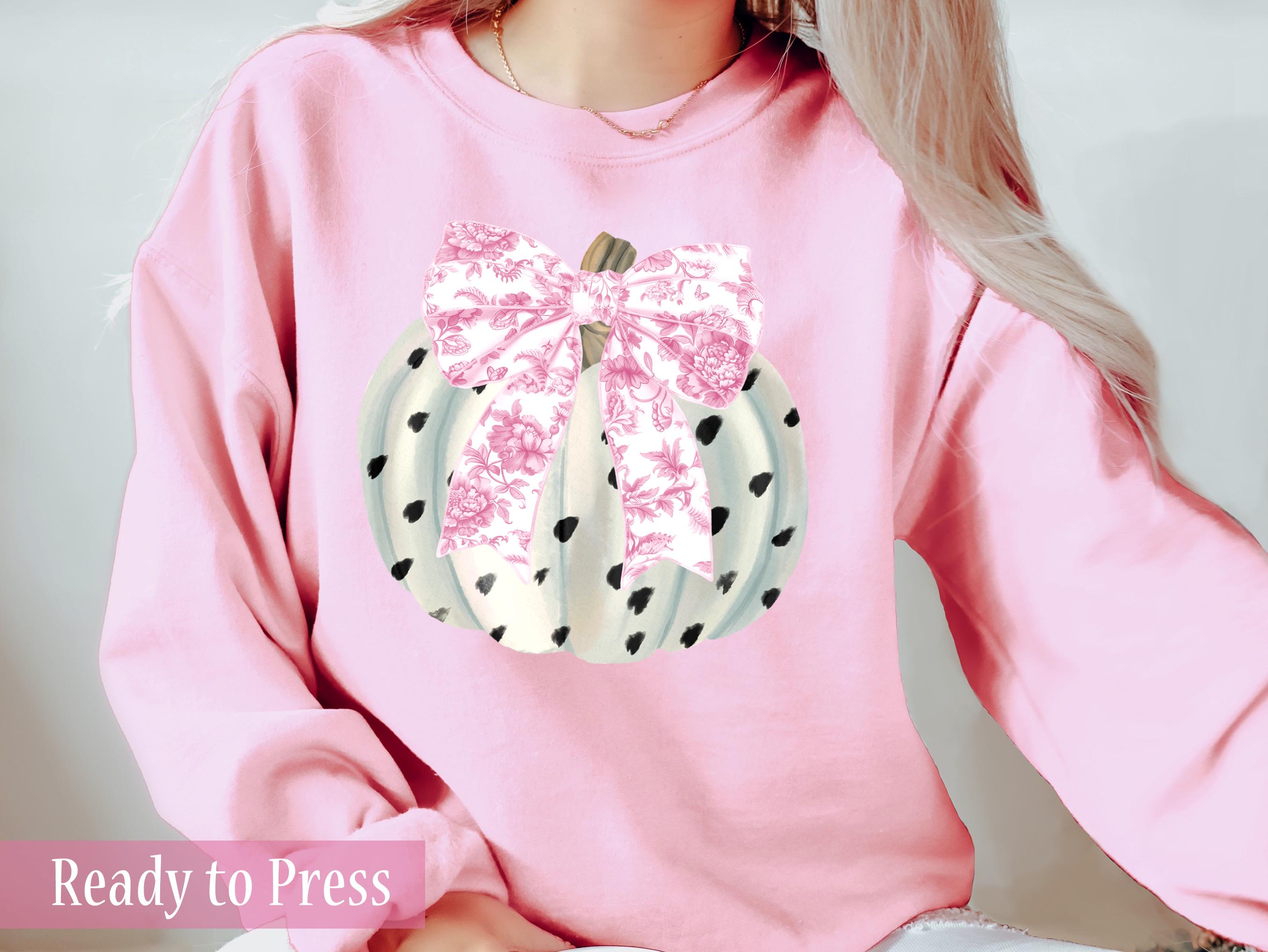 Pink Chinoiserie Coquette Fall Pumpkin - Ready to Press DTF Transfers - Direct to Film Transfers - DTF Print