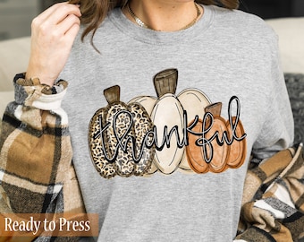 Thankful Fall Pumpkins - Ready to Press DTF Transfers - Direct to Film Transfers - DTF Print