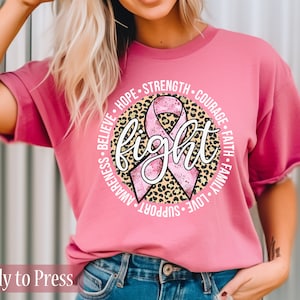 Breast Cancer FIGHT Circle - Ready to Press DTF Transfers - Direct to Film Transfers - DTF Print